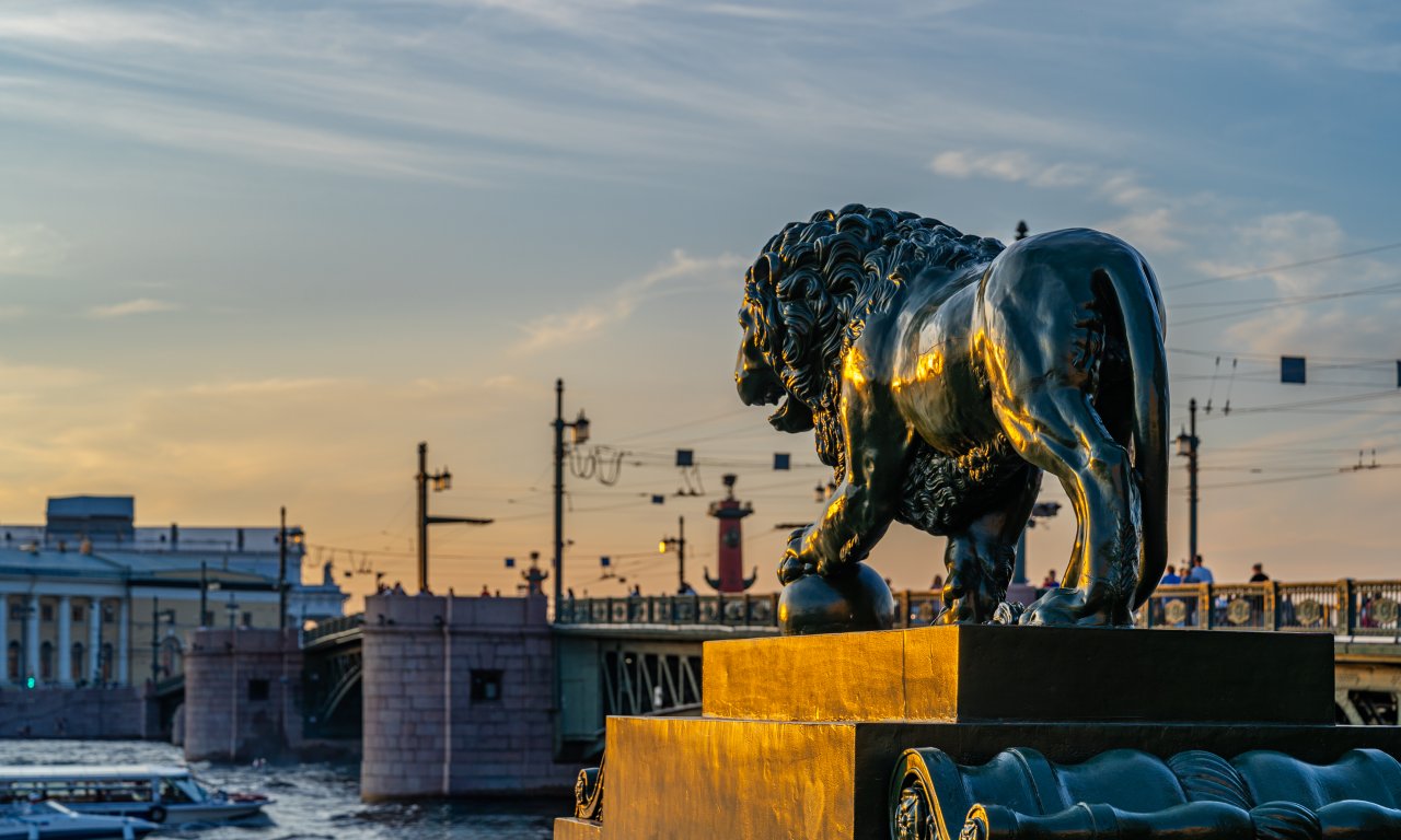 Знаменитые скульптуры львов на Дворцовой пристани отправлены на реставрацию из-за повреждений медной поверхности.